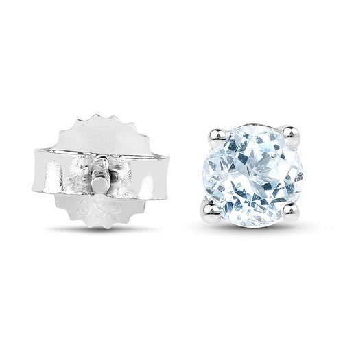 Sterling Silver Blue Topaz Stud Earrings