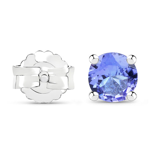 Sterling Silver Violet Tanzanite Solitaire Stud Earrings