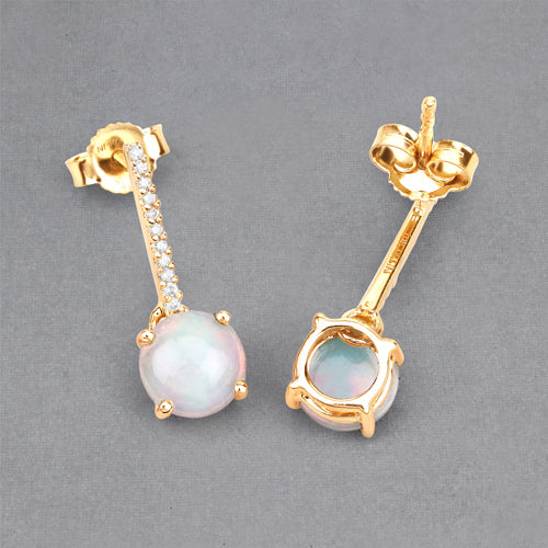 Ethiopian Opal and Diamond Dangle Earrings