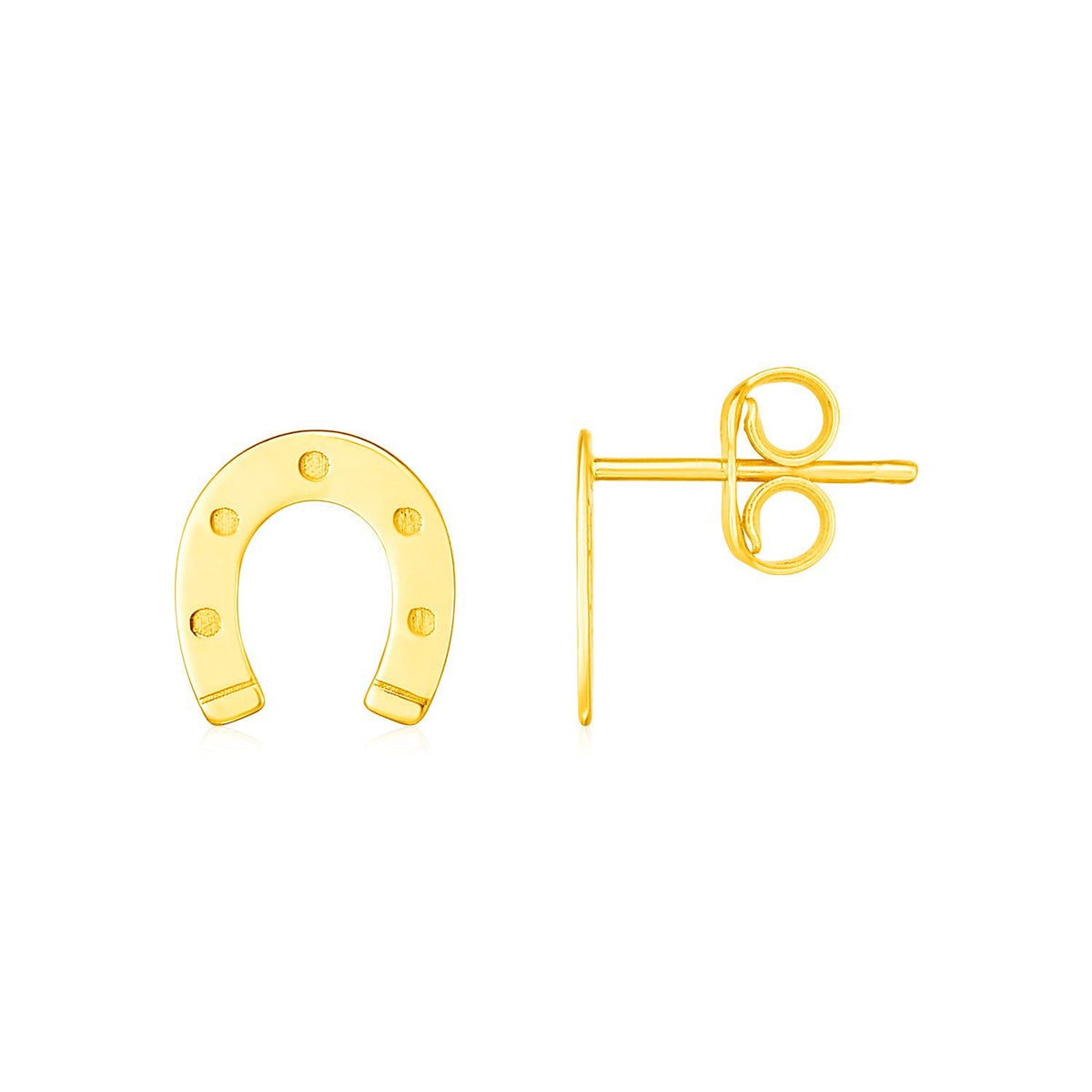 UndeniablyLuxe Fine Jewelry Horseshoe Stud 14K Yellow Gold Earrings