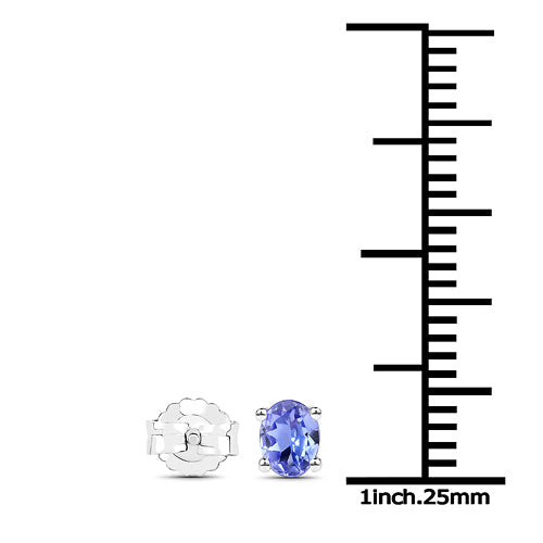 Tanzanite Oval Solitaire Stud Earrings