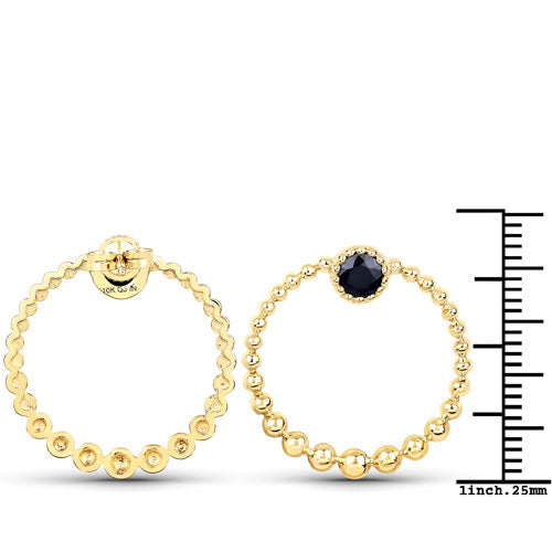 Yellow Gold Blue Sapphire & Diamond Statement Earrings