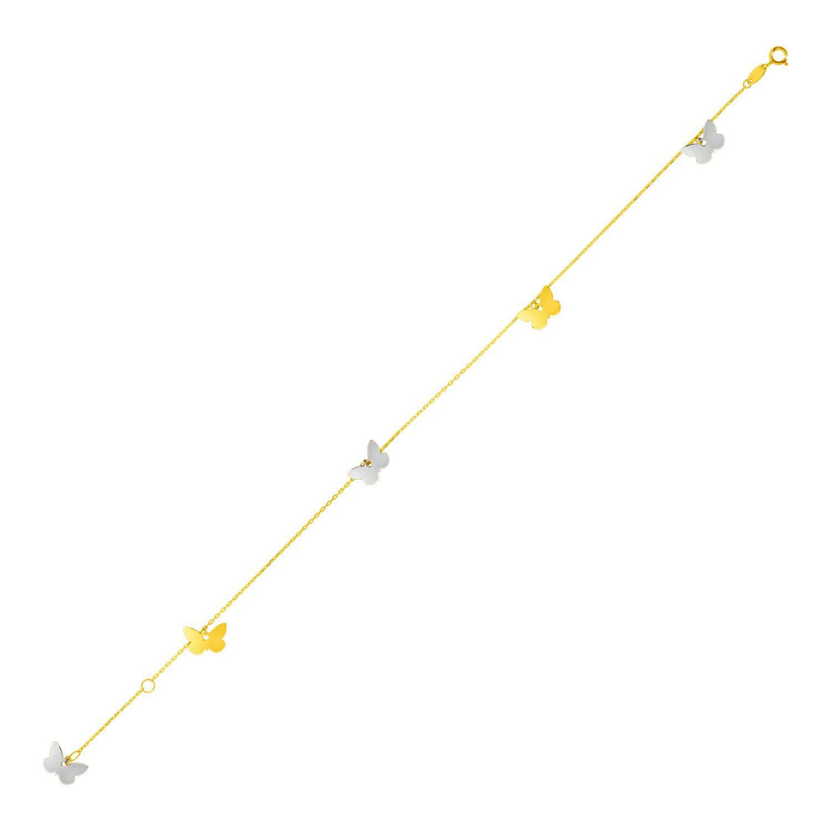 14K Two-Tone Gold Butterfly Anklet