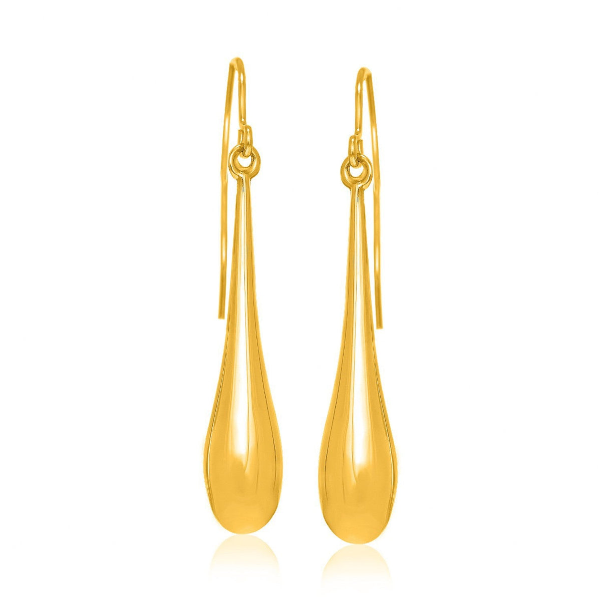 14K Yellow Gold Polished Teardrop Dangling Earrings