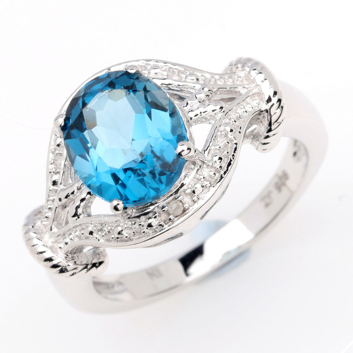 London Blue Topaz and White Topaz Ring