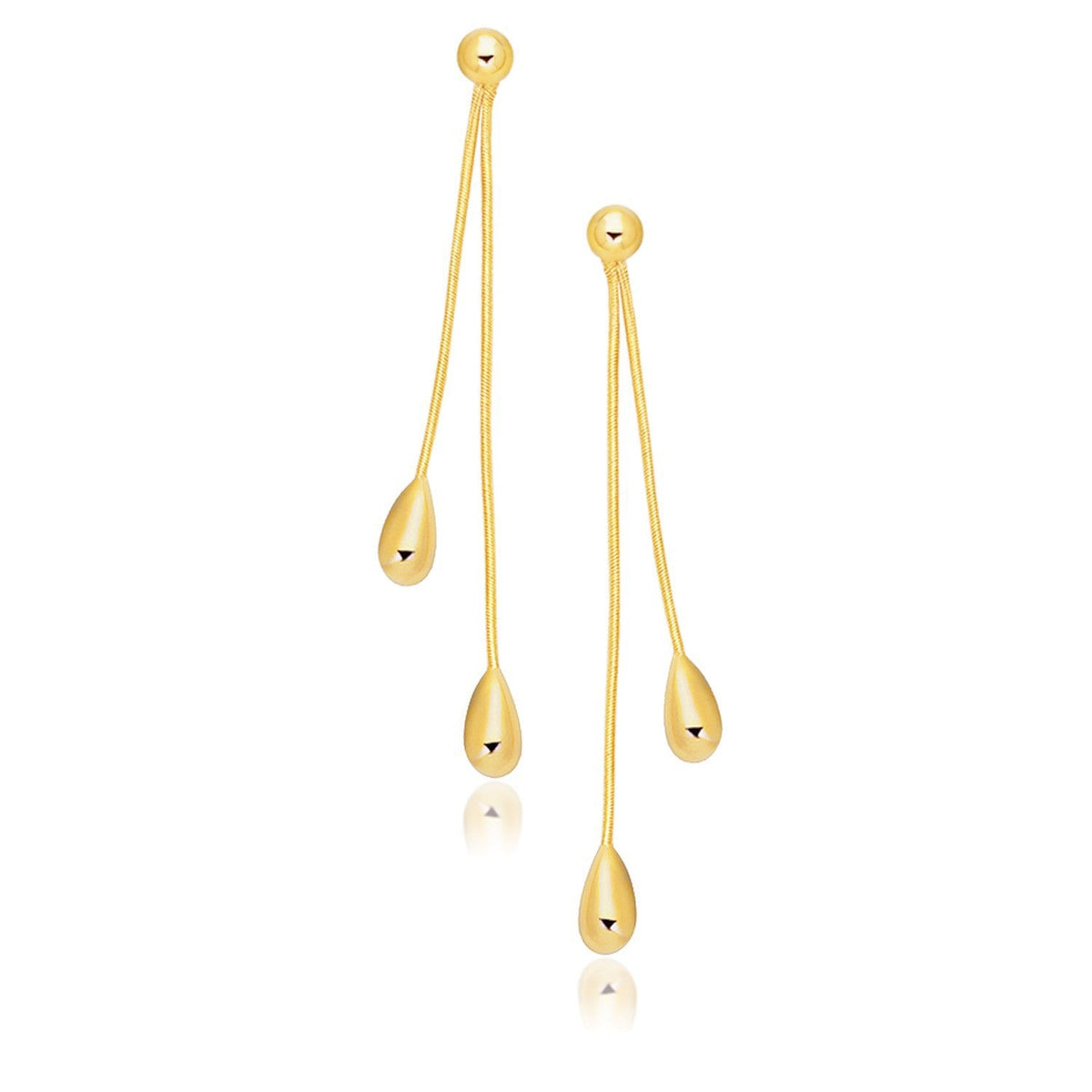 14K Yellow Gold Double Drop Snake Chain Earrings