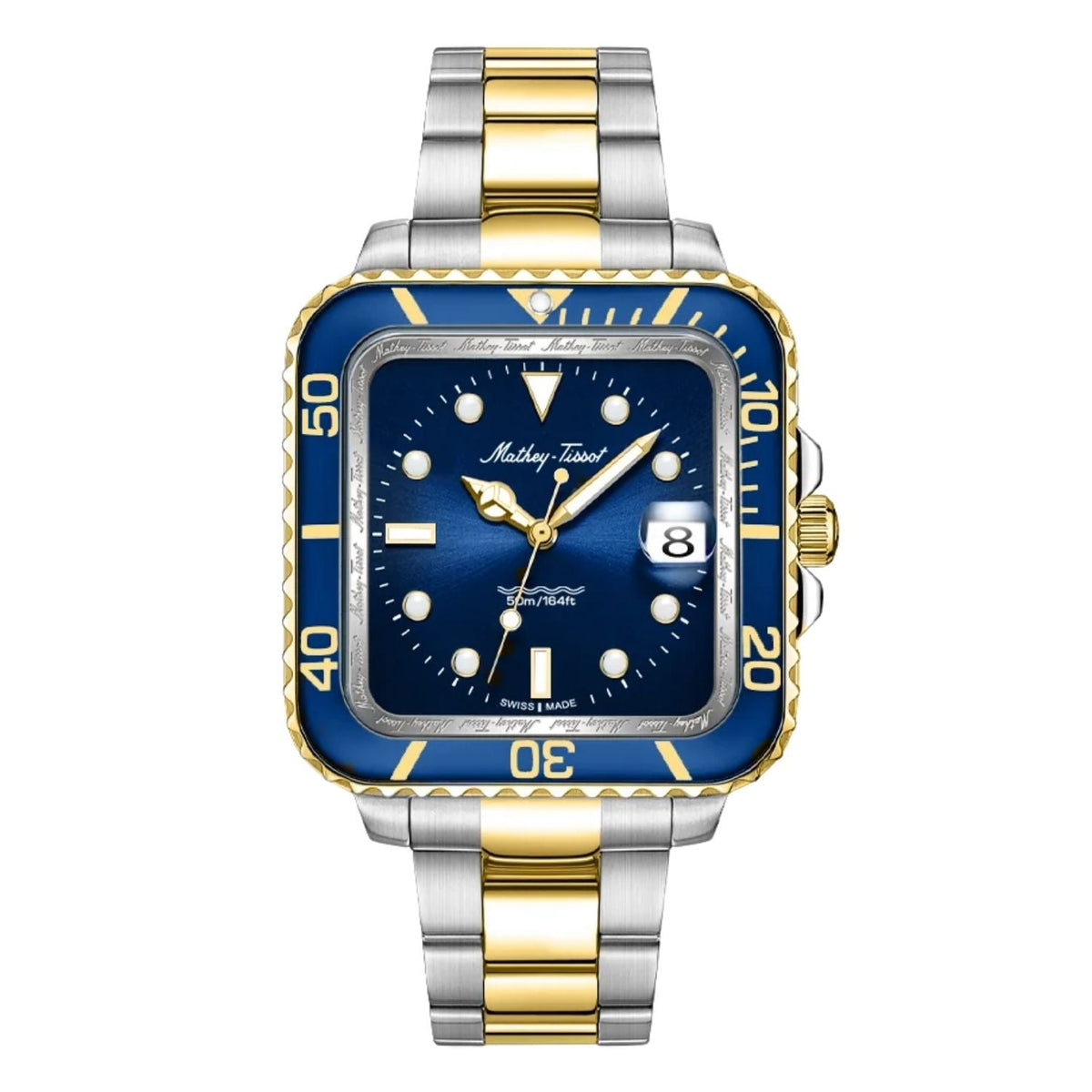 Mathey-Tissot Vintage Blue Stainless Steel Bracelet Watch