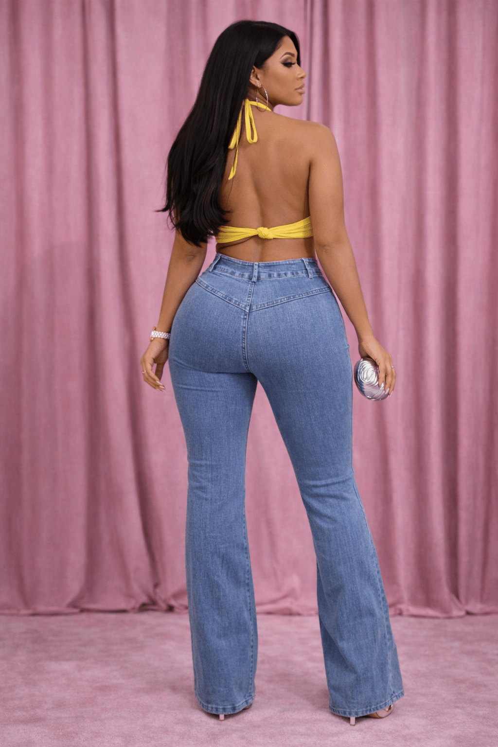 Jessica Bell Bottom Y2K Style Stretch Bell Bottom Jeans