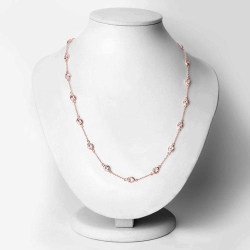 14K Rose Gold Plated Sterling Silver Morganite Cocktail Necklace