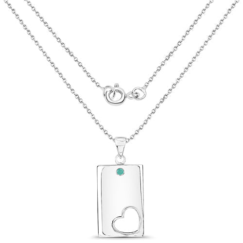 Sterling Silver Emerald Heart Shape Pendant