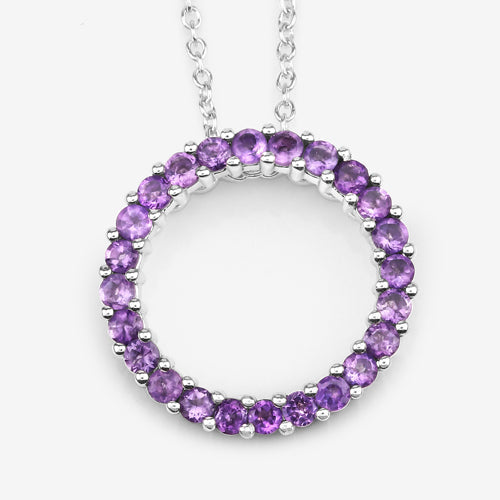Sterling Silver Amethyst Circle Pendant