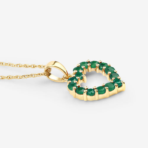 10K Yellow Gold Zambian Emerald Heart Pendant