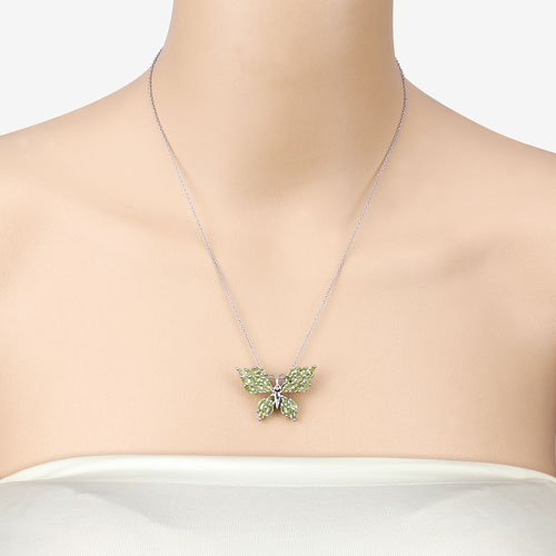 Sterling Silver Peridot Butterfly Pendant
