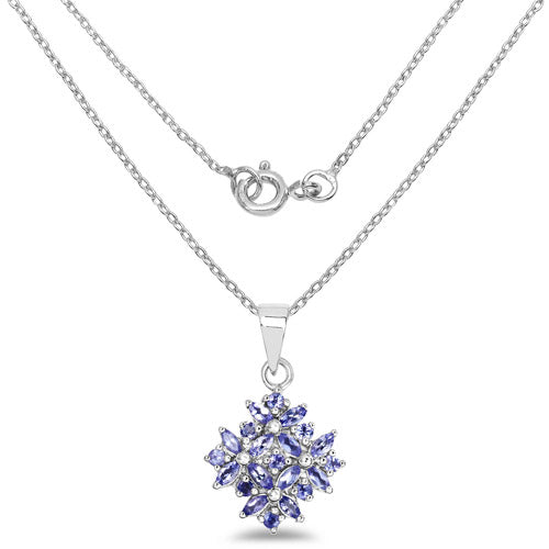 Sterling Silver Tanzanite Floral Pendant