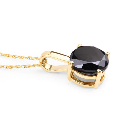 14K Yellow Gold Black Diamond Solitaire Pendant
