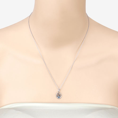 Sterling Silver Swiss Blue Topaz Heart Pendant