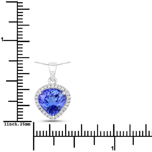 14K White Gold Tanzanite and Diamond Heart Pendant