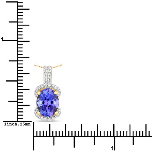Yellow Gold Tanzanite and Diamond Pendant