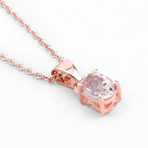 Sterling Silver 18K Rose Gold Plated Morganite Solitaire Pendant