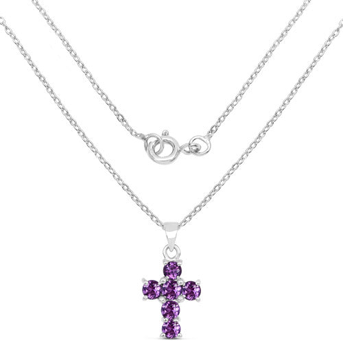 Sterling Silver Amethyst Cross Pendant