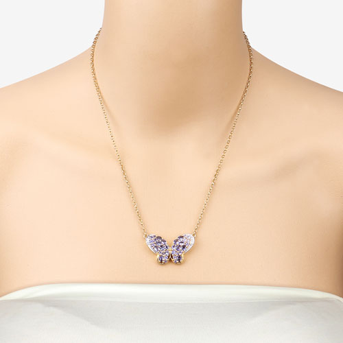Sterling Silver Tanzanite and White Zircon Butterfly Pendant