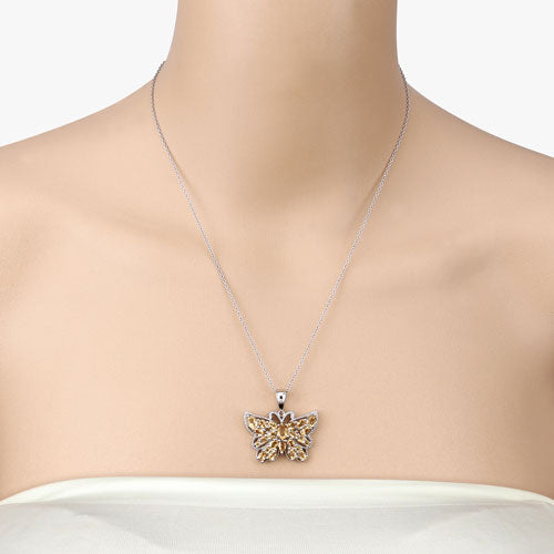 Sterling Silver Citrine Butterfly Pendant