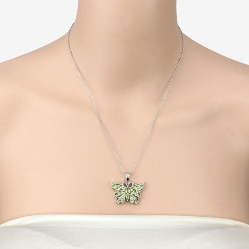 Sterling Silver 4.05 Carat Peridot Butterfly Pendant