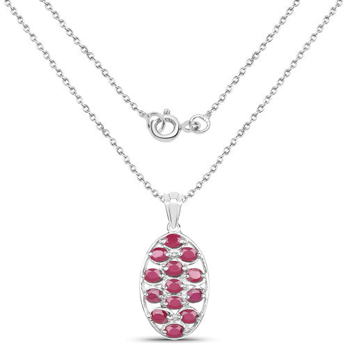 Sterling Silver Glass-Filled Ruby Cluster Pendant