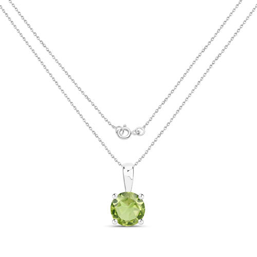 Sterling Silver 1.25 Carat Peridot Solitaire Pendant