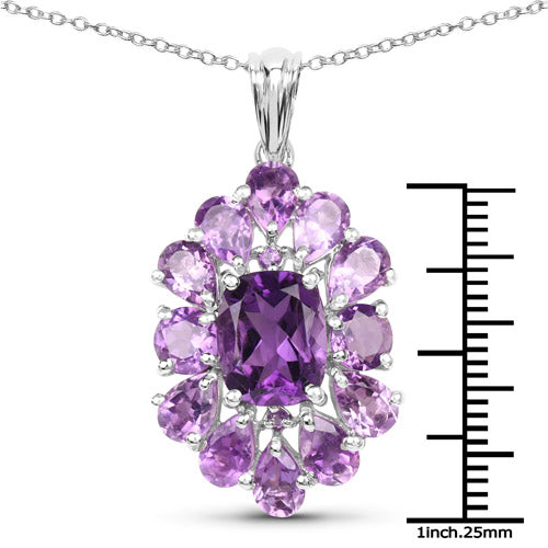 .925 Sterling Silver Amethyst Floral Pendant