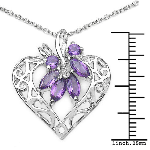 Sterling Silver Amethyst Heart Pendant