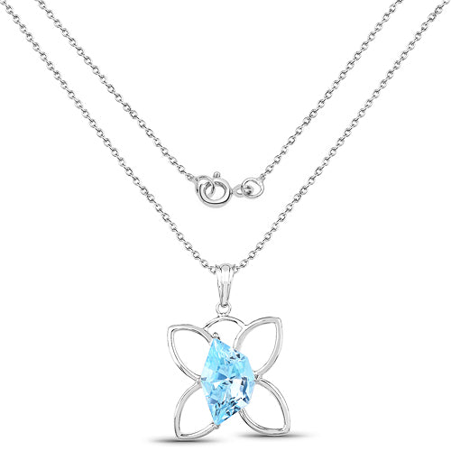 Sterling Silver Swiss Blue Topaz Butterfly Pendant
