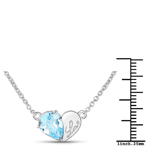 Sterling Silver Blue Topaz Heart Pendant