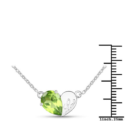 Sterling Silver Peridot Heart Pendant