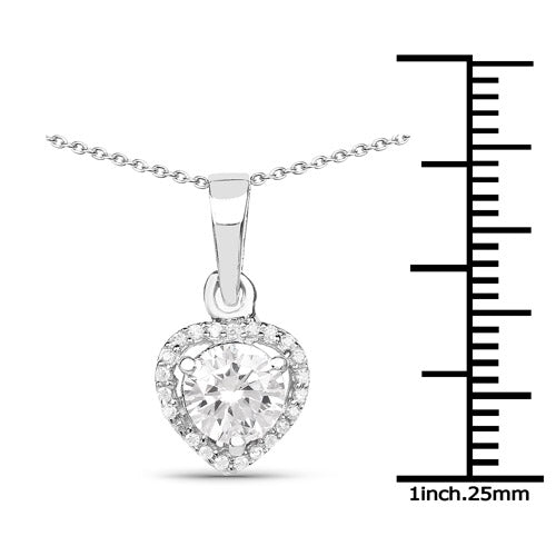 Sterling Silver 1.52 Carat White Cubic Zirconia Pendant