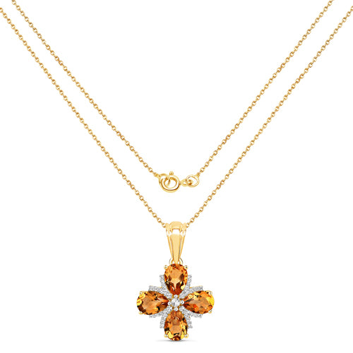 Yellow Gold Plated Sterling Silver Madeira Citrine & White Topaz Pendant Necklace