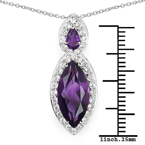 Sterling Silver Amethyst and White Topaz Pendant