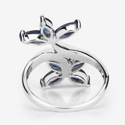 Blue Sapphire Sterling Silver Bypass Ring
