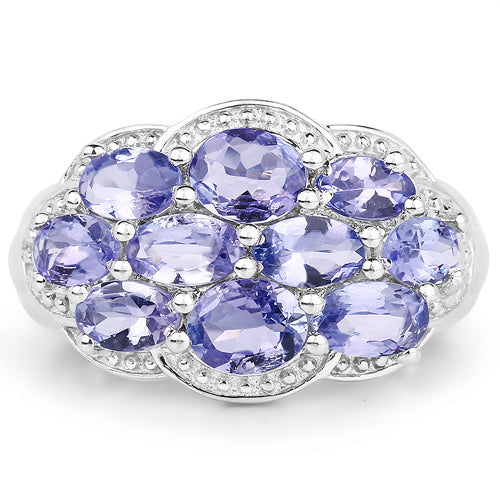 Sterling Silver Tanzanite Cluster Ring