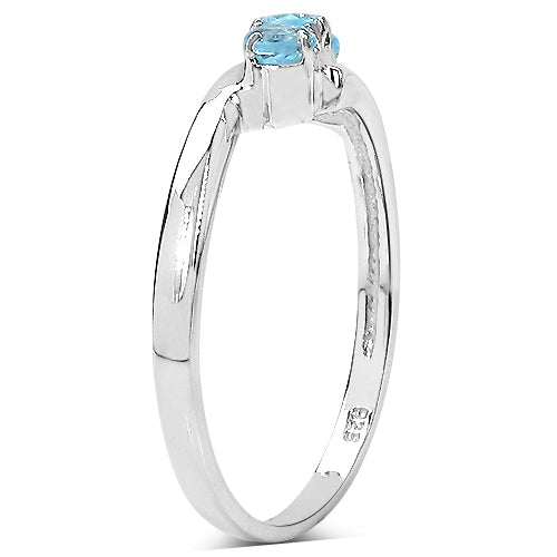 Sterling Silver Blue Topaz Three-Stone Ring