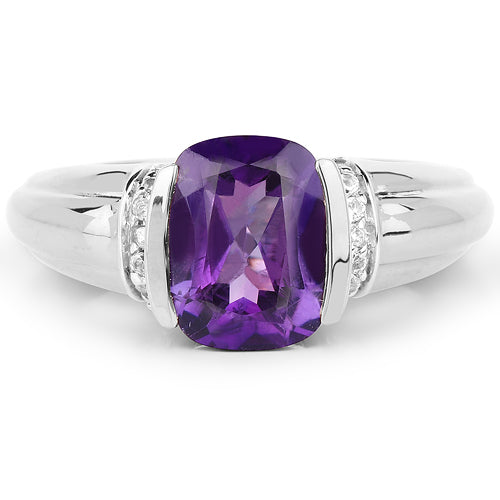 Sterling Silver Amethyst and White Topaz Cocktail Ring