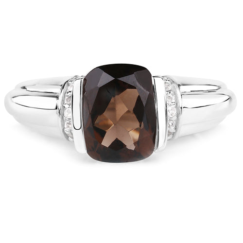 Sterling Silver Smoky Quartz and White Topaz Ring