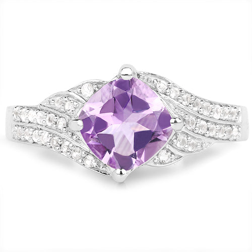 Sterling Silver Amethyst & White Topaz Ring