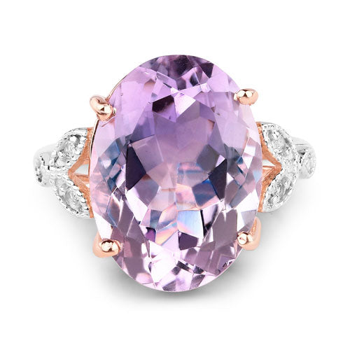 Pink Amethyst and White Topaz Sterling Silver Ring