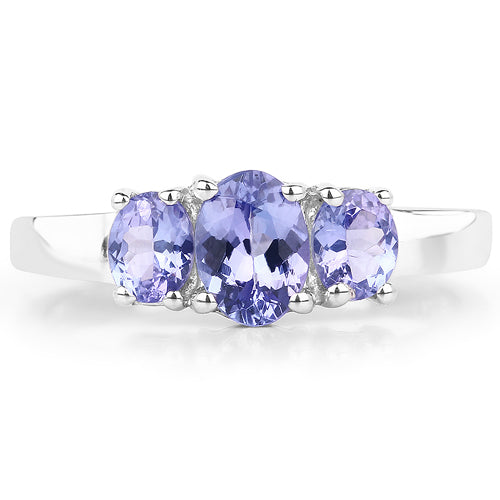 Sterling Silver Tanzanite Three-Stone Ring