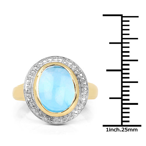 Sterling Silver 14K Yellow Gold Plated Blue Topaz Ring