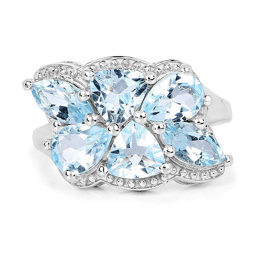 .925 Sterling Silver Blue Topaz Cocktail Ring