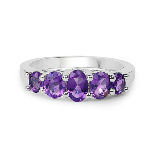 Sterling Silver Amethyst Five-Stone Ring