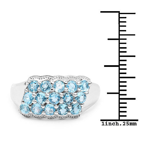 Sterling Silver Swiss Blue Topaz Cluster Ring