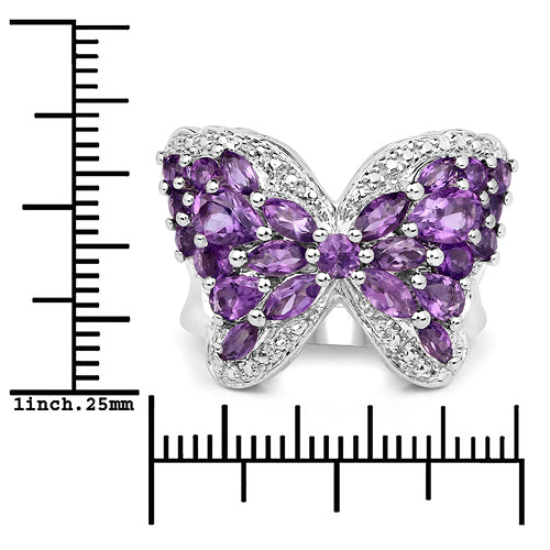 Sterling Silver Amethyst Butterfly Ring